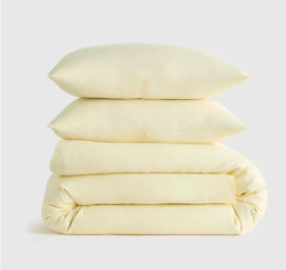 NWOT Quince European Flax Linen Duvet Cover Set 3Pc King/ Cal King Butter Yellow